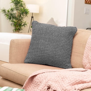 Fabstyles Chenille Basket Weave Polyester Cushion with Poly-Insert Decorative Accent Cushion for Sofa Couch Bedroom Living Room18 X 18 with Zipper