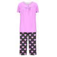 thumbnail image 4 of Timegard Ensembles Lounge pour Femmes Col Rond Manches Courtes Haut Plissé Pantalon Capri à Imprimé avec Poches Tenues de Pyjama Confortables, 4 of 7