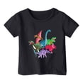 thumbnail image 1 of PMVFHDE Hauts Garçons Garçon et Fille Mode Décontractée Imprimé Col Rond Ample T-Shirt à Manches Courtes Haut Noir, 6-7 Ans, 1 of 3