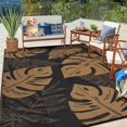 thumbnail image 1 of Tapis d'Extérieur Réversible 9x12 Pi – Tapis de Patio en Paille Plastique Imperméable avec Résistance aux UV – Tapis Facile à Nettoyer Comprend un Sac Portable et 4 Piquets pour VR, Plage, Terrasse et Camping – Noir Brun, 1 of 8