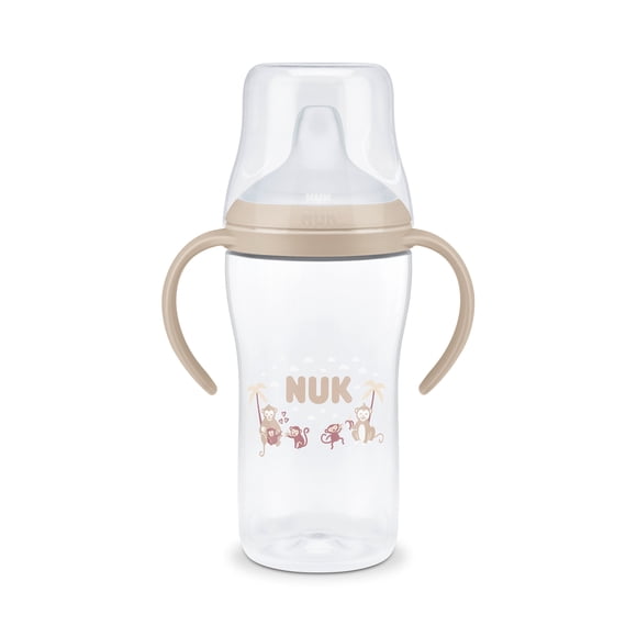 NUK Perfect Match Learner Cup, 6+ Months, 260 ml, Leak Proof Sippy Cup Toddler Bottle, Anti-Slip Handles, Monkey, 1 Count