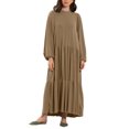 thumbnail image 2 of Gspmoly Robe pour Femme, Robe Décontractée Grande Taille pour Femme à Col Montant, Couleur Unie, Manches Longues, Hiver Automne, Basique, Maxi Longue Décontractée, Robe Quotidienne de Vacances, Robes d'Été pour Femmes, Cadeaux de Vacances, 2 of 6