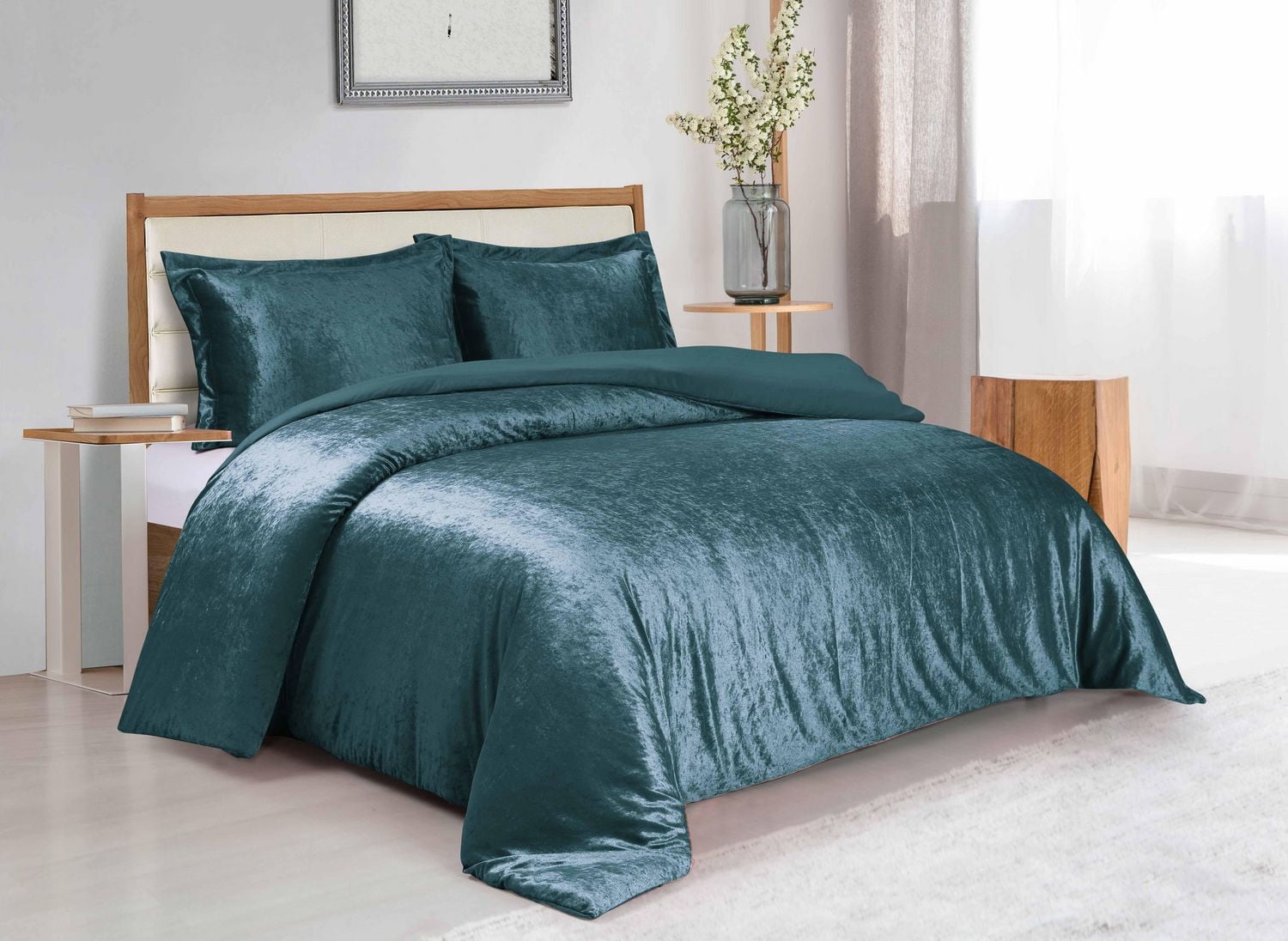 Ensemble de housse de duvet en velours froissé de couleur unie de Swift Home