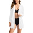 thumbnail image 3 of BiZtdJrK Womens Swim Cover Up Sun Protection Hoodie Lightweight Long Sleeve Zip up Sun Protective Suits Going Out Tops with Pockets White L Gifts for Dad, 3 of 10