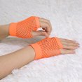 thumbnail image 5 of Unique Bargains Gants Résille Sans Doigts à Trou pour le Pouce pour Femmes Longueur Coude Orange Courts-1 Paire, 5 of 5