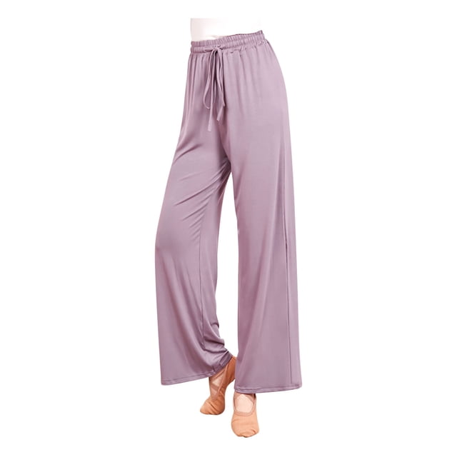 Diufon Straight Pants for Women Elastic High Waist Drawstring Pants Cotton Solid Color Lounge Wide Leg Pants