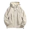 thumbnail image 2 of RXIRUCGD Men's Stitching Drawstring Hooded Slim Fashion Jacket Coat Outwear, Khaki, Size: L, 2 of 4