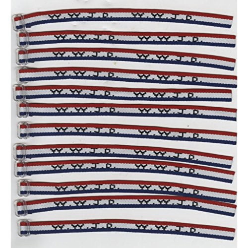 1 Douzaine de Bandes de Poignet Tissées Rouge Blanc Bleu avec Écriture Noire