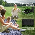 thumbnail image 3 of Outdoor Patio Rug, Large Camping Carpet with Carrying Bag, 9' x 12' Waterproof Plastic Straw, Reversible, Blue & White Rhombus Border, 3 of 5