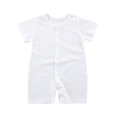 MeetoTime Barboteuses en Coton pour Bébés Garçons Filles, Couleur Unie, Col Rond, Manches Courtes, Grenouillères pour Nouveau-Né Nourrisson, Vêtements d'Été pour Bébé
