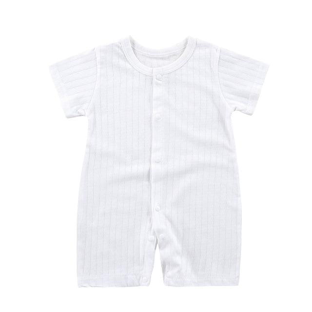 Tumotour Rompers for Toddler Outfits Soft Fashion Button Down Newborn Clothes Spring Casual Short Sleeve Jumpsuits Solid Color Onesie Bodysuits for Infant Baby Boy Girl