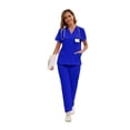 thumbnail image 2 of LYMAYTER Uniforme d'Infirmière pour Femmes à Col en V pour P-2TG Haut de Routine Uni et Pantalon Conception à Multiples Poches Salopettes à Séchage Rapide, 2 of 9
