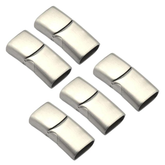 GUOOL 5-Pack Stainless Steel Jewelry Making Clasp Buckle Closures Flat Leather Cord M