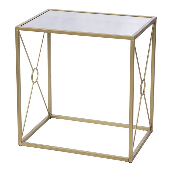SEI Furniture Larden Mirror-Top End Table in Antiqued Mirror-Gold