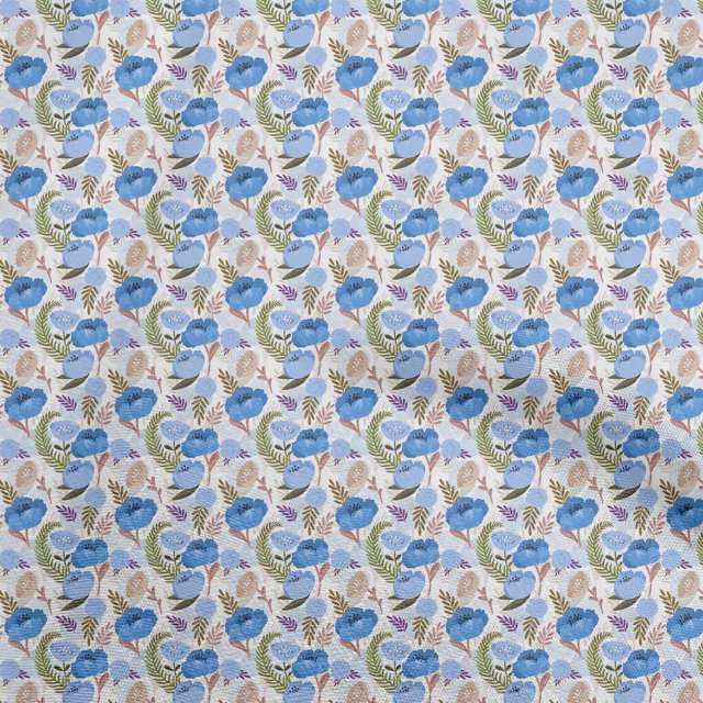 oneOone Velvet Blue Fabric Floral Sewing Craft Projects Fabric Prints By Yard 58 Inch Wide