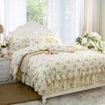 thumbnail image 1 of FADFAY Rosette Floral Print Duvet Cover Set Princess Lace Ruffle Bedding Set for Girls 3 Pieces King Size, 1 of 10