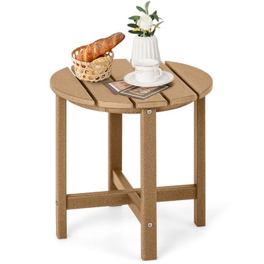 18" Patio Adirondack Side Table Weather Resistant HDPE Garden Brown