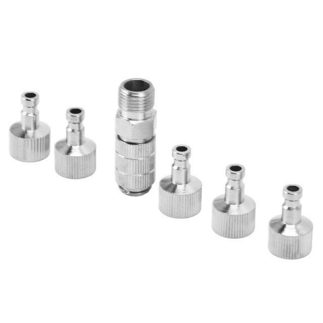 Kit de Connecteur à Libération Rapide d'Aérographe, Adaptateur d'Aérographe Set Antirouille Exquis Compact 6PCS Polyvalent en Acier Inoxydable pour l'Industrie