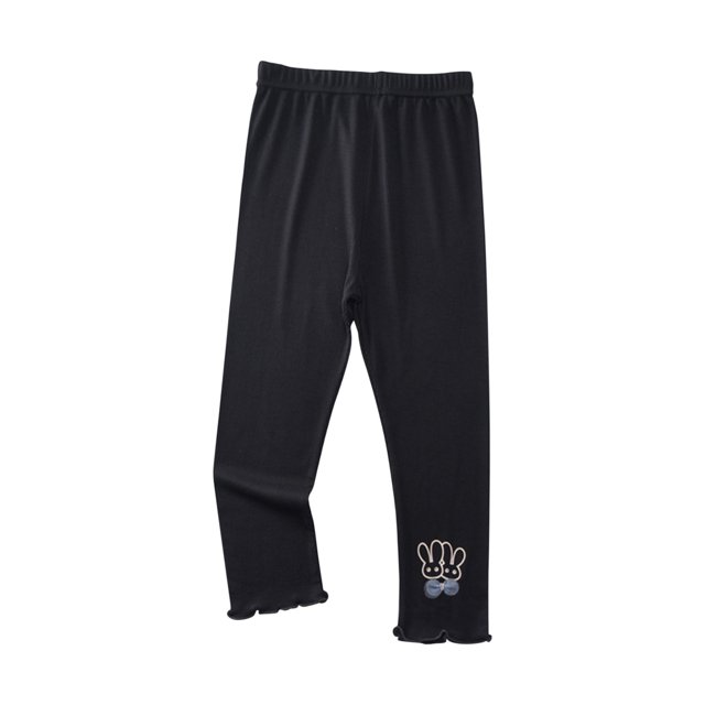 IROINID Deals Girls Pants Summer Pants Capri Big Rabbit Decorative Elastic Thin Children's Pants,Black