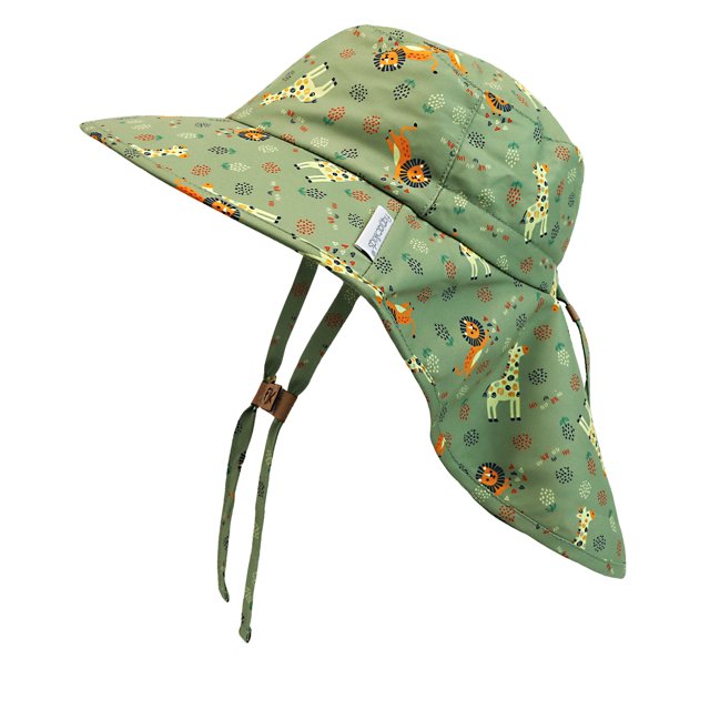 FlapJackKids - Sun Hat with Neck Cape - Lion Giraffe - M (2-4Y)