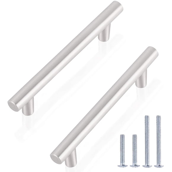 Lot de 10 Poignées d'Armoire, Boutons de Porte d'Armoire en Nickel Brossé, Centre de Trou 2-1/2 Pouces, Quincaillerie d'Armoire en Acier Inoxydable pour Tiroir de Commode de Salle de Bain
