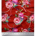 thumbnail image 1 of Soimoi Red Rayon Fabric Leaves & Ranunculus Floral Fabric Prints By Yard 42 Inch Wide, 1 of 3