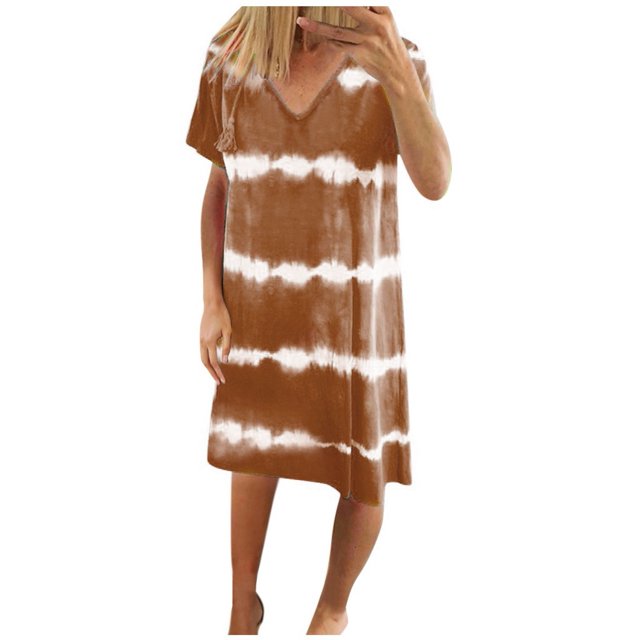 TJAZFJPA Robe Boutonnée pour Femmes Mode Été Décontractée Grande Taille Ample et Confortable Robe Sans Manches à Rayures Imprimées Robe de Maternité Noire