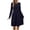 Navy, variant on Wdfiry Women's Fall Dress Solid Color Round Neck Long Sleeve Dress Casual Ribbed Tunic Mini Dresses