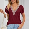 thumbnail image 2 of Pompotops Women's V- Neck Recreational Short Sleeve Tops, 2 of 9