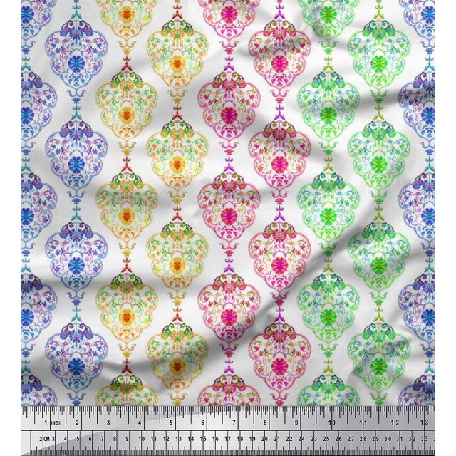 Soimoi Rayon Fabric Floral & Damask Ethnic Decor Fabric Printed Yard 56 Inch Wide