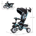 thumbnail image 3 of Costway 6-In-1 Kids Baby Stroller Tricycle Detachable Learning Toy Bike w/ Canopy Blue, 3 of 8