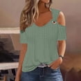 thumbnail image 3 of QIPOPIQ Women's Cold Shoulder Tops Short Sleeve V Neck T Shirts Basic Summer Tees Clearance, 3 of 7