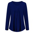 thumbnail image 1 of DYMADE Women's Solid Henley V-Neck Blouse Pleated Button Tunic Shirt Top, 1 of 2