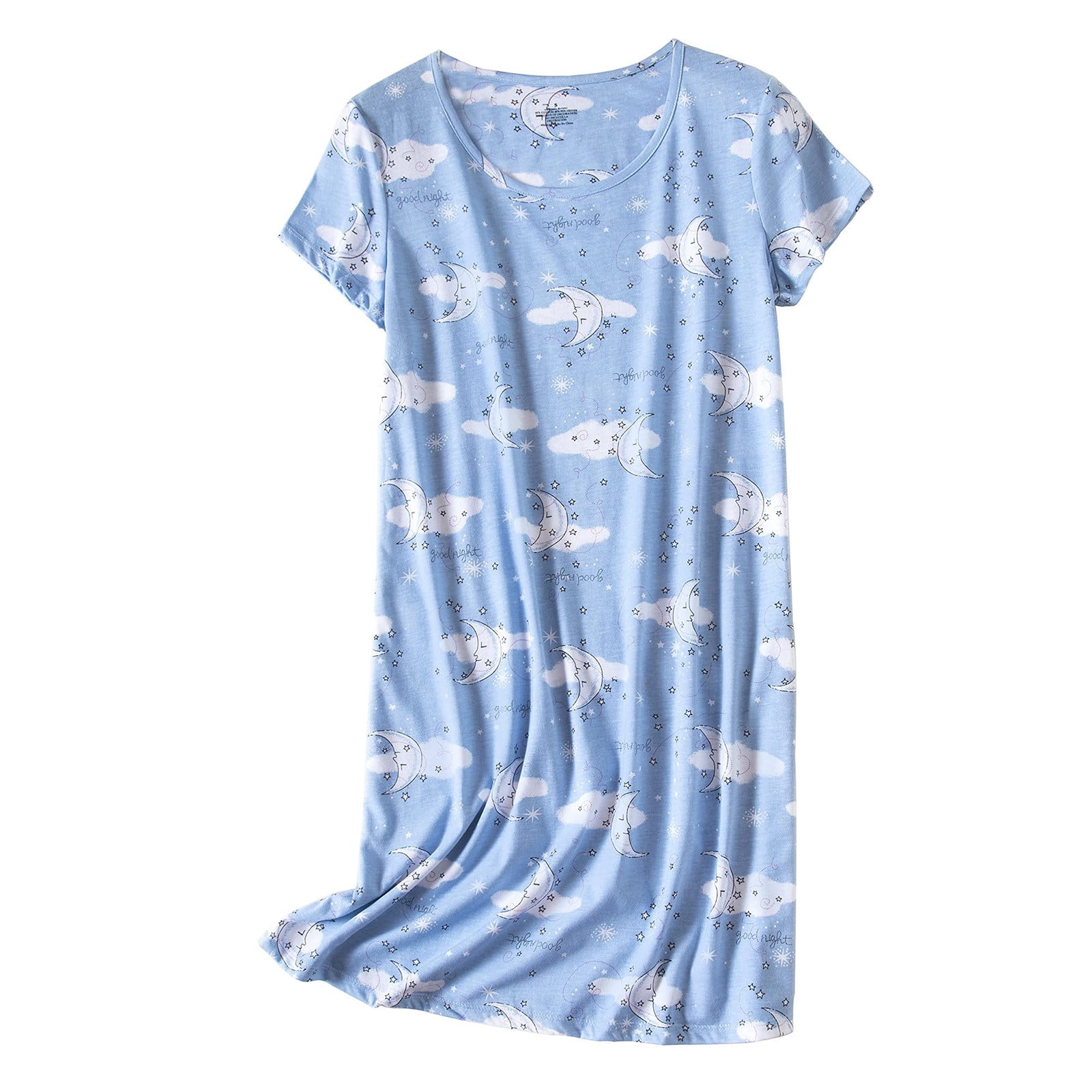 Kcodviy Chemise de Nuit en Coton pour Femme, Vêtements de Nuit, Chemises de Nuit pour Femmes, Vêtements de Nuit, Manches Courtes, Chemise Décontractée en Coton, Chemise de Sommeil pour Femme, Robe de Nuit Imprimée