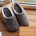 thumbnail image 4 of Mens and Womens Furry Slippers Flannel Lining Close Toe Solid Color Simplicity Thick Bottom Memory Foam Comfortable Non-Slip Warm Winter Home Slippers Gray, 4 of 6