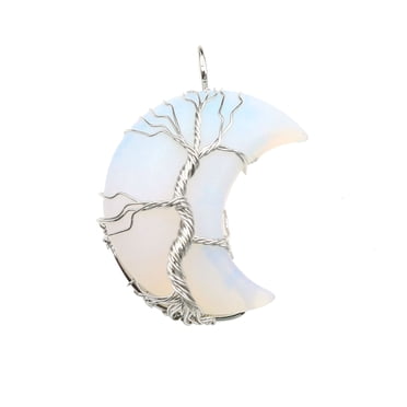 RKSTN Colliers pour Femmes Collier Fait Main Bijoux Lune Pierre de Cristal Naturelle Pendentif Collier Collier avec Nom Bijoux Personnalisés pour Femmes