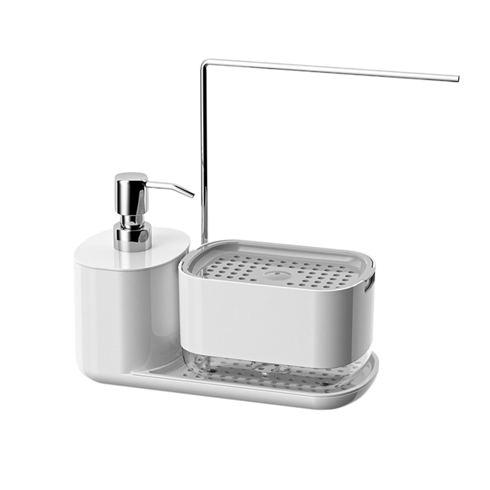 EGNMCR Kitchen Gadgets, Kitchen Accessories Hand And Dish Soap Dispenser Set With Tray Soap Dispenser With Sponge And Dishcloth Organizer For Kitchen Sink Countertop Storage Dish Soap Dispenser