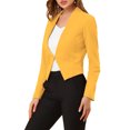 thumbnail image 4 of Blazer de Travail pour Femme Sans Col, Veste de Complet d'Affaires Décontractée, Blazer Court, Jaune G, 4 of 8