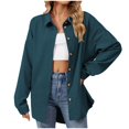 thumbnail image 2 of RXIRUCGD Mode Femme Couleur Unie Manches Longues Col à Revers, Vert, Taille : L, 2 of 8