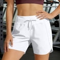 thumbnail image 2 of Yammkia Short Dauphin pour Femme Coupe Régulière Athlétique Taille Froncée Tissé Short de Course avec Poche (Blanc, TP), 2 of 4