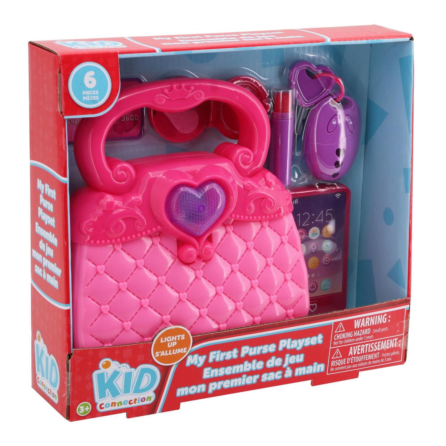Kid Connection My First Purse with Light 6 Piece Pretend Playset for Ages 3+