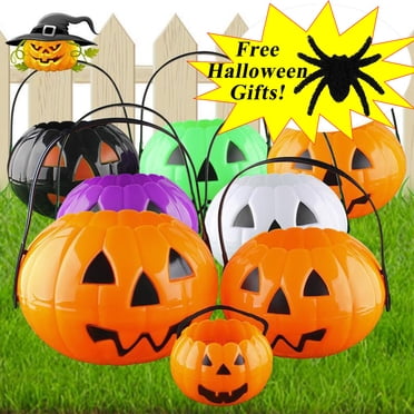 Boovnll Halloween Bucket Basket Bags, Plastic Pumpkin Trick or Treat Bags, Halloween Candy Bags Treat Bags for Kids, Halloween Basket, Halloween Treat Bags, Halloween Bags