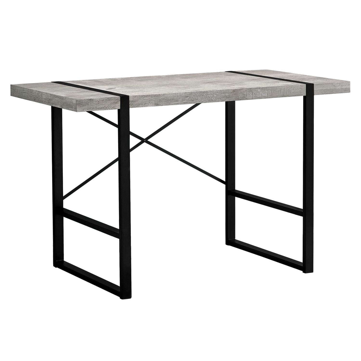 Monarch Specialties Bureau, Bureau À Domicile, Ordinateur Portable, 48"l, Travail, Métal, Stratifié, Gris, Noir, Contemporain, Moderne