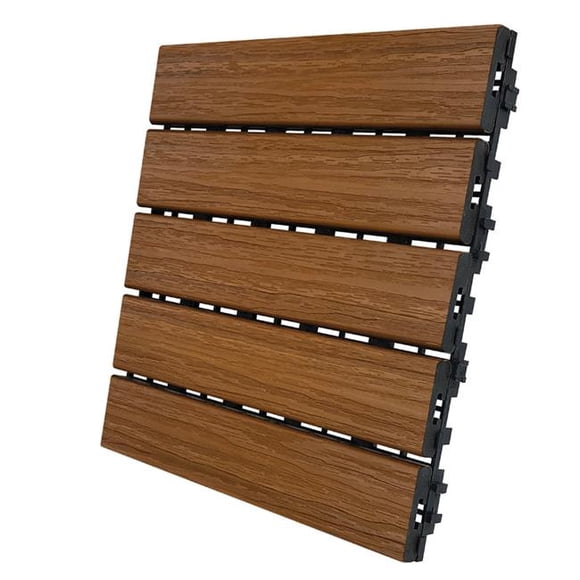 Aura 5011917 6 sq. ft. 12 x 12 in. Honey Teak Composite Balcony & Deck Tiles - Pack of 6