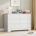 thumbnail image 1 of Commode en Bois à 6 Tiroirs, Garde-Robe Moderne Haute avec Rangement Profond, Grande Commode à Tiroirs avec Dessus Grand, Longue Commode de Rangement pour Chambre, Salon, Couloir, Chambre d'Enfant, Blanc, 1 of 3