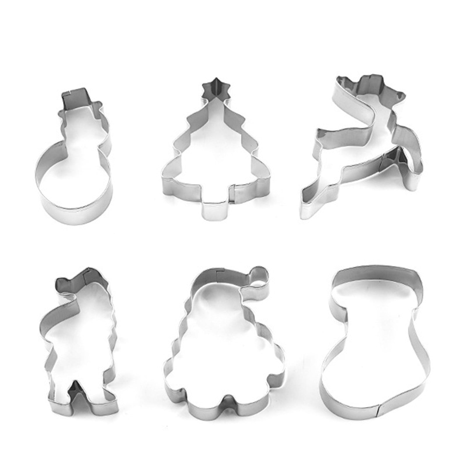 Moules de Cuisson de Noël, Ensemble de 6 Emporte-Pièces en Acier Inoxydable pour Pâtisserie Bricolage, Formes d'Arbre Bonhomme de Neige Renne Père Noël, Outil de Cuisine Festif pour les Fêtes