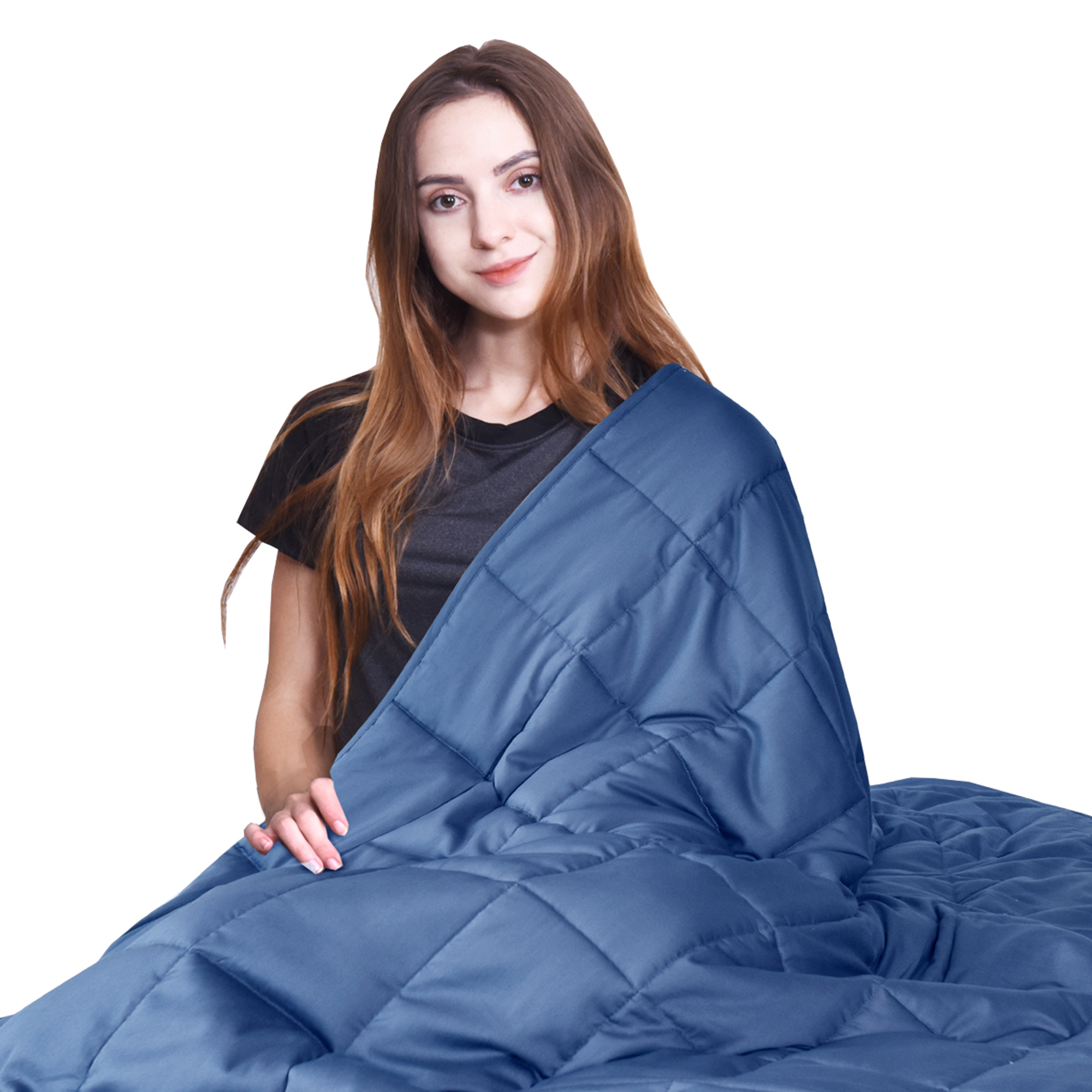Gymax Couverture Pondérée Rafraîchissante 10 lbs 41 Pieds' x 60 Pieds' Version de Luxe Bleue