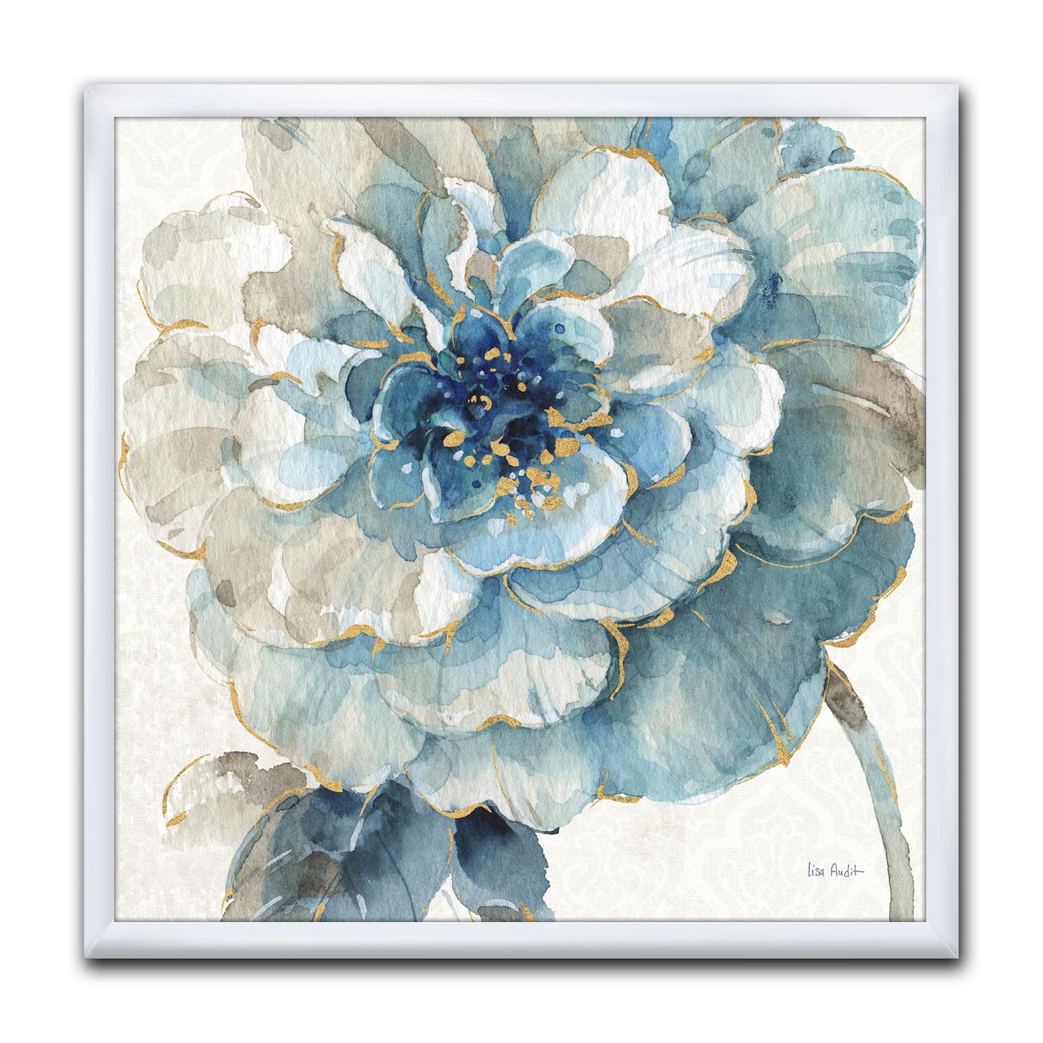 Designart Indigold Gold Country Flower Art mural encadré