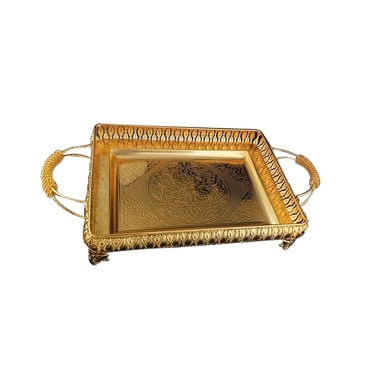 Elodie Fruit Plate Snack Holder Serving Dishes Trays Platters Decorative Rectangle Gold