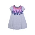 thumbnail image 3 of Kidsy Jupe à Bulles pour Filles Robe en Coton Péruvien &8211; Col Rond, Manches Courtes, Gris Chiné, 6, 3 of 4